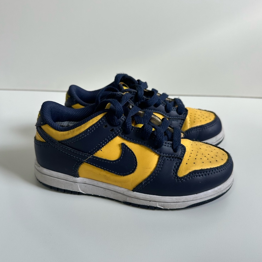 Nike Dunk Low Michigan Sneakers Shoes Youth Kids 12C CW1588-700 Blue Yellow